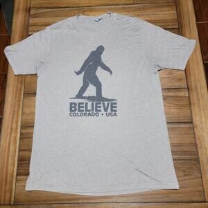Bigfoot Believe Colorado USA Grey Unisex Tee (NLA) - Size XL*